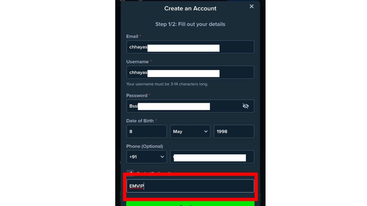 Enter Promo Code on Stake App